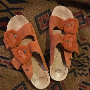 UGG Burnt Orange Suede Slide Sandals